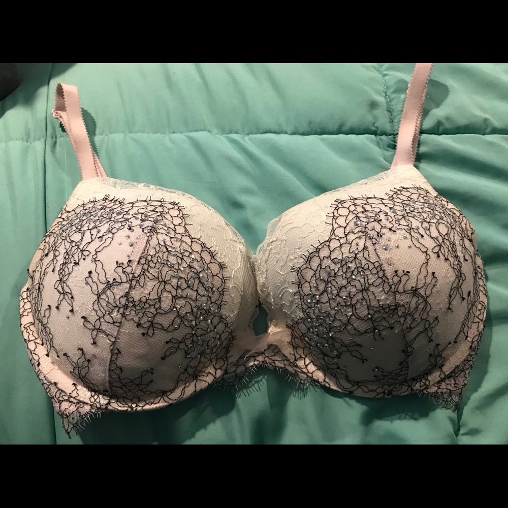 Beautiful lace and rhinestone Victoria Secret Bra